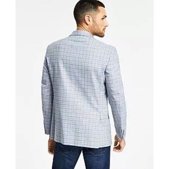 Tommy Hilfiger Mens Sz 36R Gray/Light Blue Check The Flex Modern-Fit Blazer $295 - Picture 14 of 14